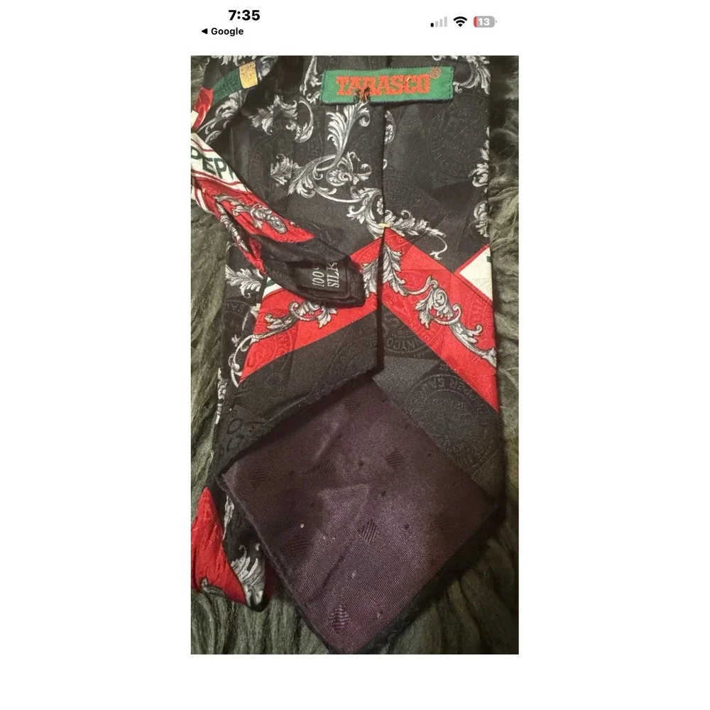 Tabasco McIlhenny Co Mens Silk Necktie Pepper Sauce Bottle Novelty Black Red Tie